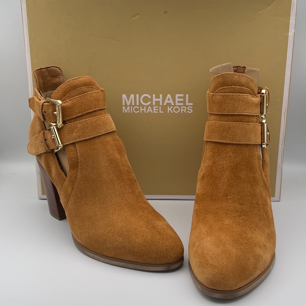 Michael Kors Women's Shoe Walden Bootie Suede 2 Buckle Acorn Size 5.5 M US